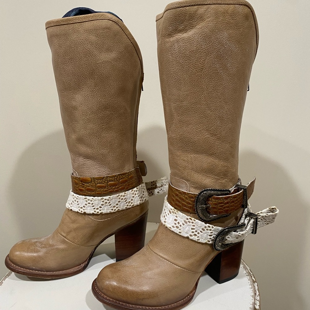 Freebird by Steven Brown Heeled Boots with Lace and Buckle